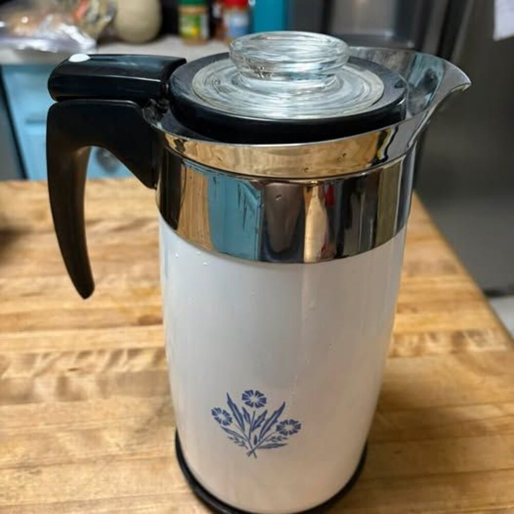 Vintage 10-cop Corning Ware Blue Cornflower 10 Cup Percolator